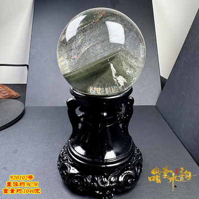 绿幽灵球摆件纯天然白水晶原石