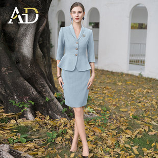 AD高端美容院工作服女医美技师工装套装2025夏季七分袖西装套裙
