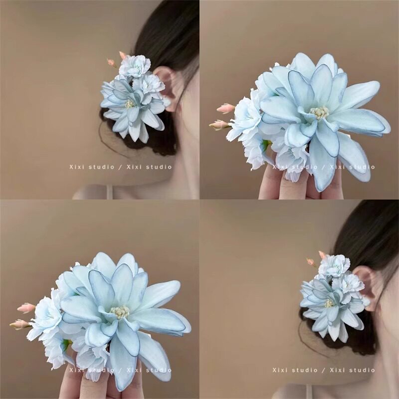 波波里晚风！小清新花朵发夹！海边度假风拍照头饰盘发器新品边夹