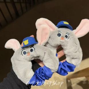 疯狂动物城毛绒发饰尼克狐尼克朱迪发圈发夹新款 超萌可爱侧边夹