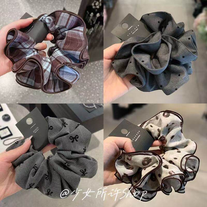 韩系黑色格子大肠发圈女高级感丸子头超大号扎头头花百搭发饰头绳,饰品/流行首饰/时尚饰品新,发饰,淘宝优惠券,粉丝福利购,淘宝优惠卷