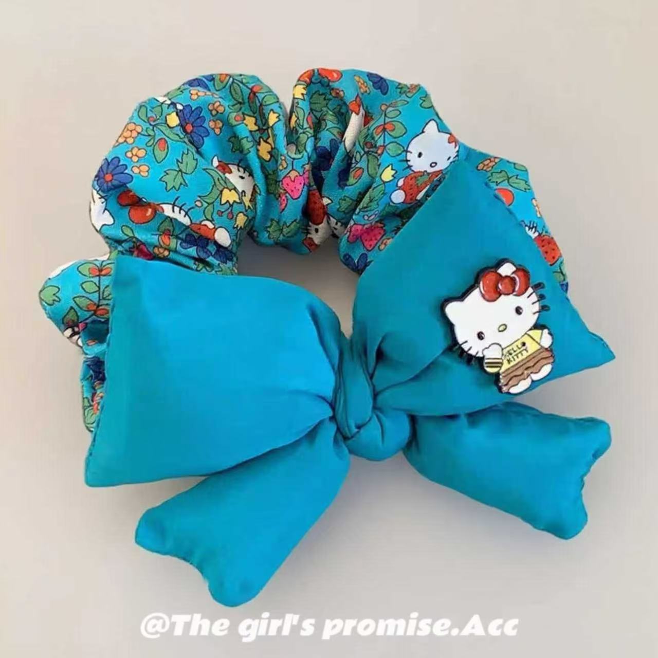 超显白高级湖蓝色蝴蝶结发绳