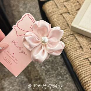 春日樱落|手工制作超仙珠珠淡粉色樱花可爱夹子发夹胸针两用款