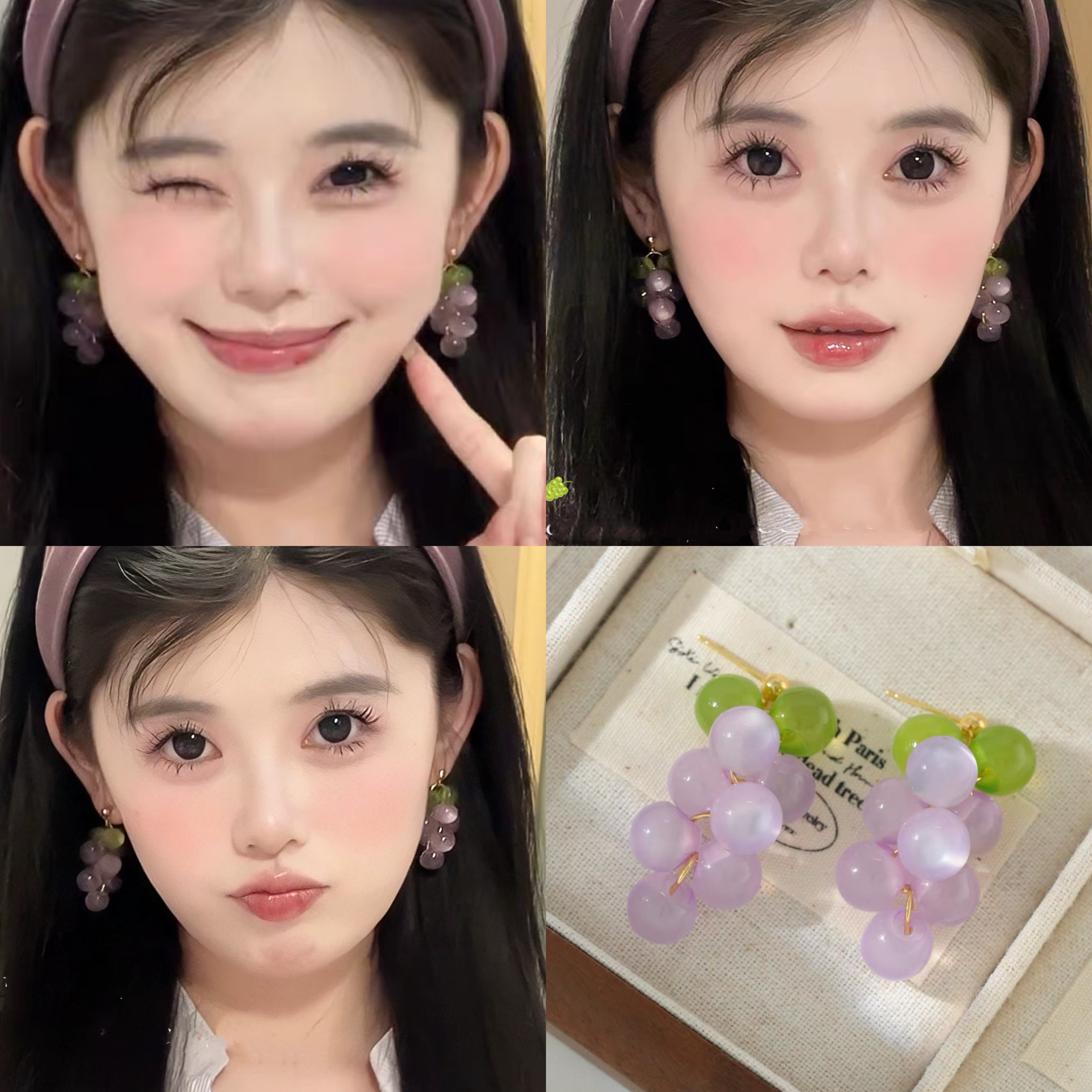 春夏复古小众葡萄串耳夹