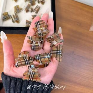 韩剧女主古早格子小抓夹刘海格纹发夹高级小抓夹发卡百搭头饰简约