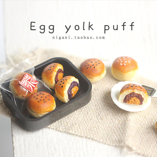 蛋黄酥仿真微缩纯银耳钉