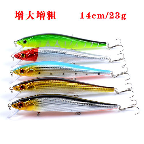 正品路亚饵5色仿生米诺Minnow鱼饵14cm/23g塑料硬饵假饵跨境巨物