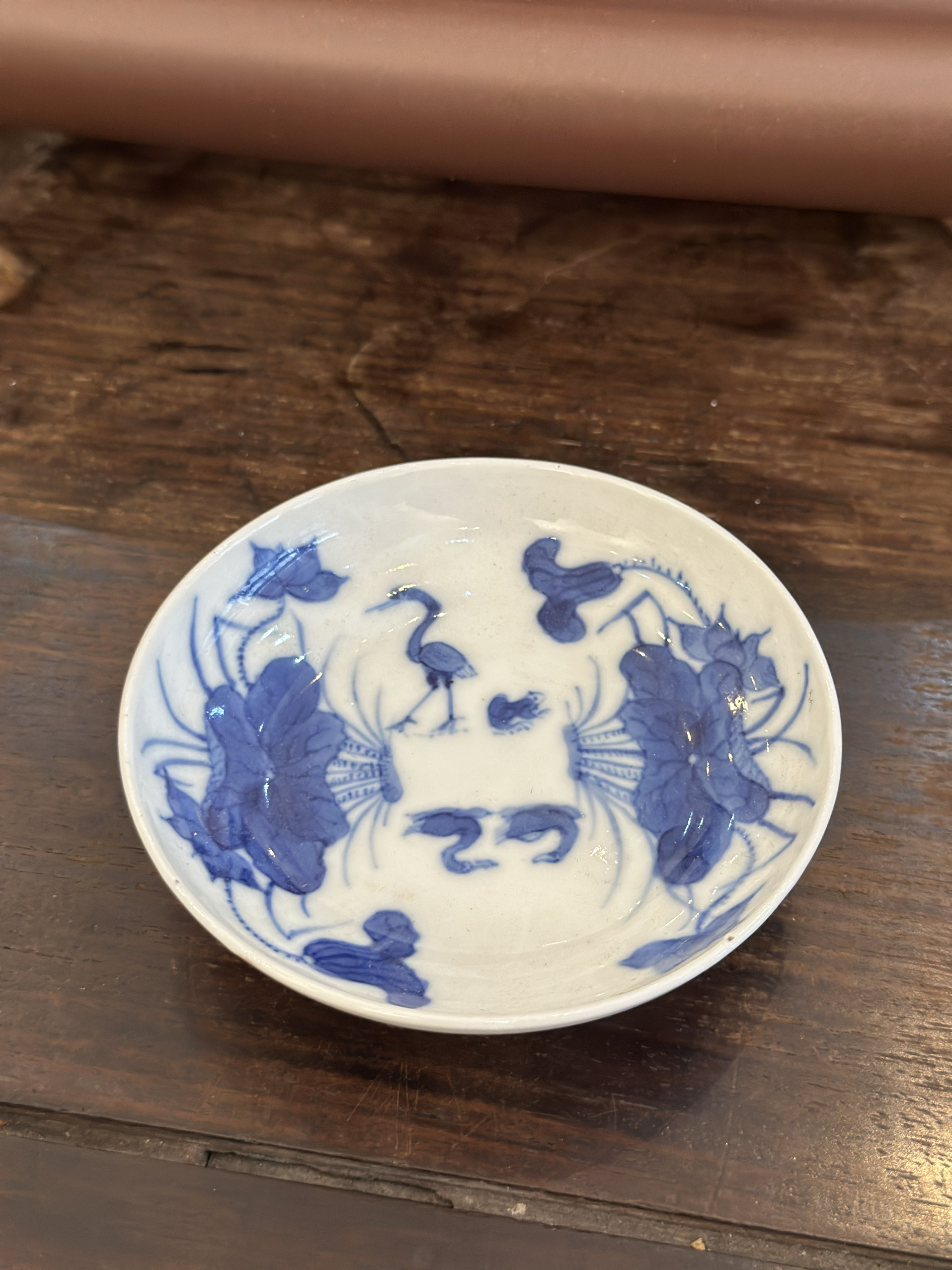 清代青花满池娇杯托 景德镇窑老瓷器茶托 小碟托盘 老茶器收藏