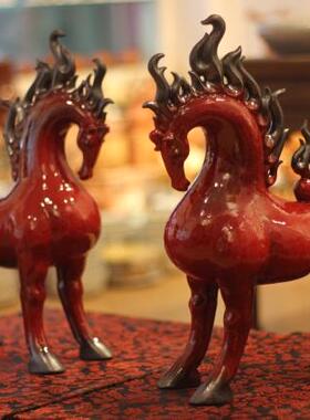 《烈火神驹》觉土窑张昶林 红马鸿运当头 家居饰品陶瓷摆件送礼品