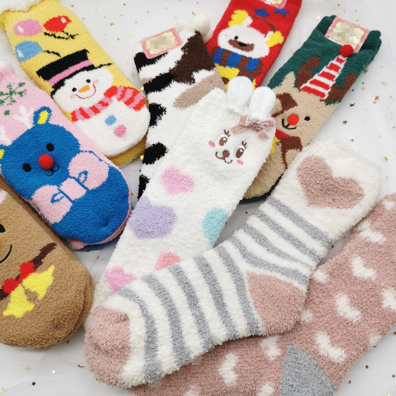 tutu毛毛袜秋冬加厚珊瑚绒外防滑