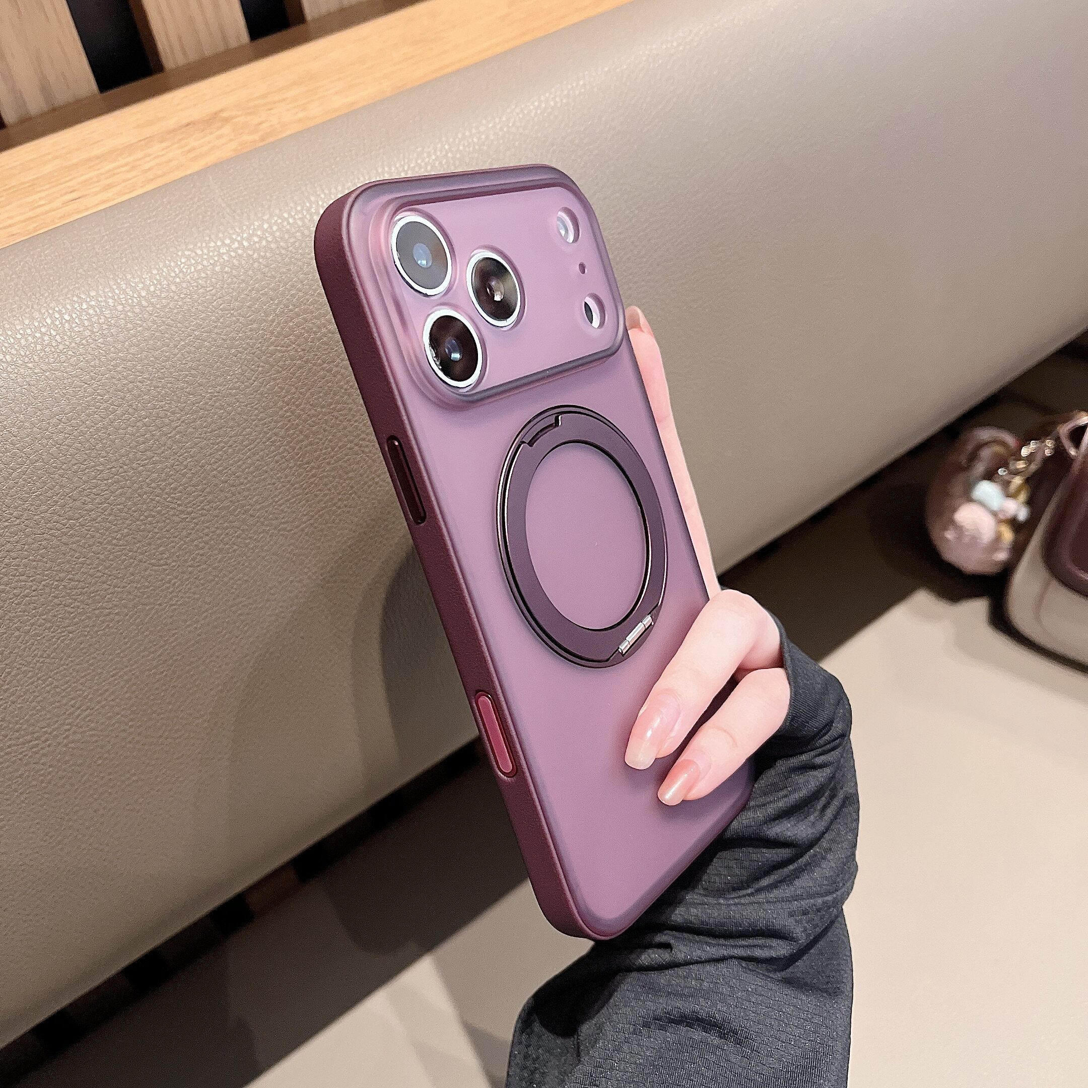 精孔镜头磁吸360度旋转支架防摔壳高级适用于苹果16/17Pro/iphone18promax磁吸防摔手机壳