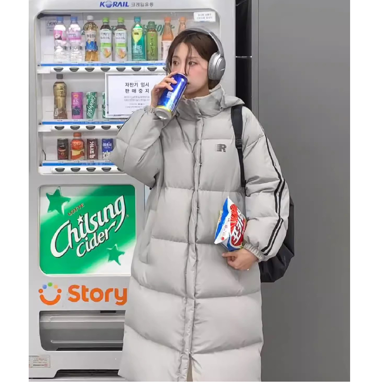 C8865#中长款棉衣棉服女2025冬季新款过膝学生宽松大码加厚棉袄