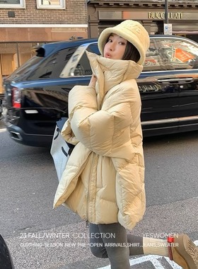 C8868#抱抱羽绒棉服廓形斜搭拉链翻领女冬季棉衣外套现货款