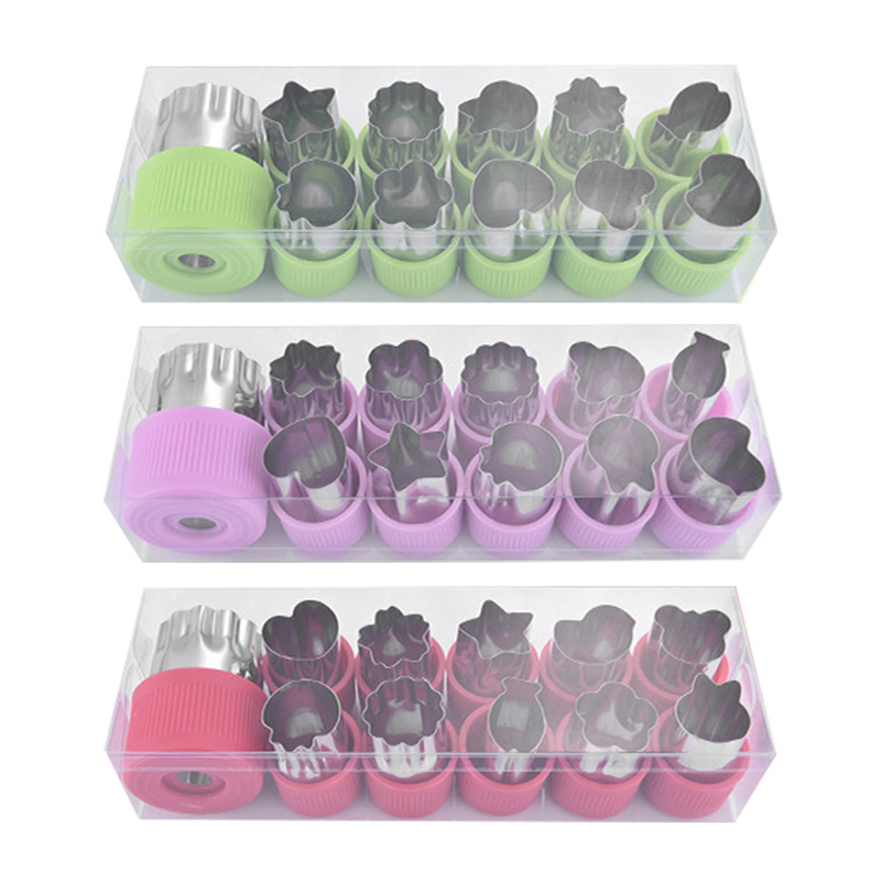 宝宝辅食卡通面片器不锈钢饼干切12件套 蔬菜切花造型便当DIY工具