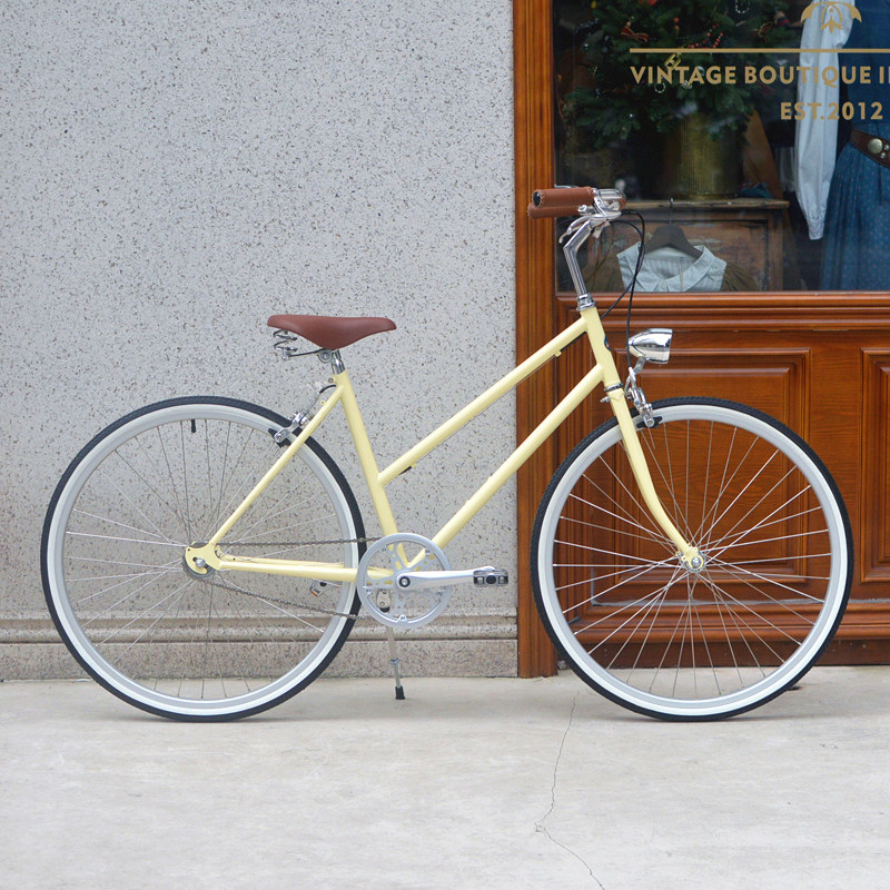 DayDayBike奶油黄色26寸女士成人女生日式轻便车城市通勤代步单车