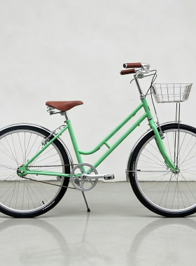 DayDayBike复古绿色清新26寸女士通勤自行车轻便代步买菜休闲单车
