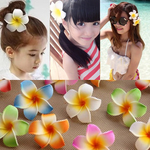 韩国花朵发夹头饰鸡蛋花边夹海边沙滩渡假拍照头花度假沙滩花发饰