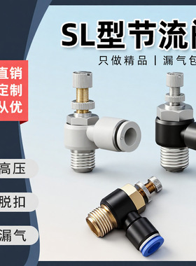 SL气动气管快速白接头调速阀SL4/6/8/10/12气缸M5-01可调02快接