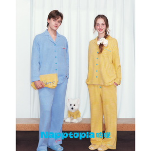 NAPPTOPIA呐噗「晴空暖阳」情侣家居服套装秋冬条纹德绒磨毛睡衣