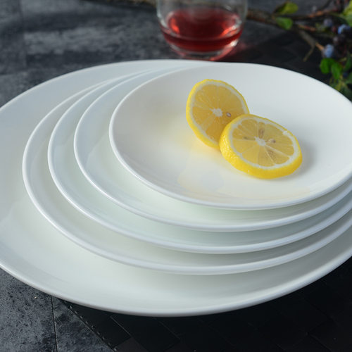 纯白陶瓷餐具炒菜牛排菜盘平浅盘