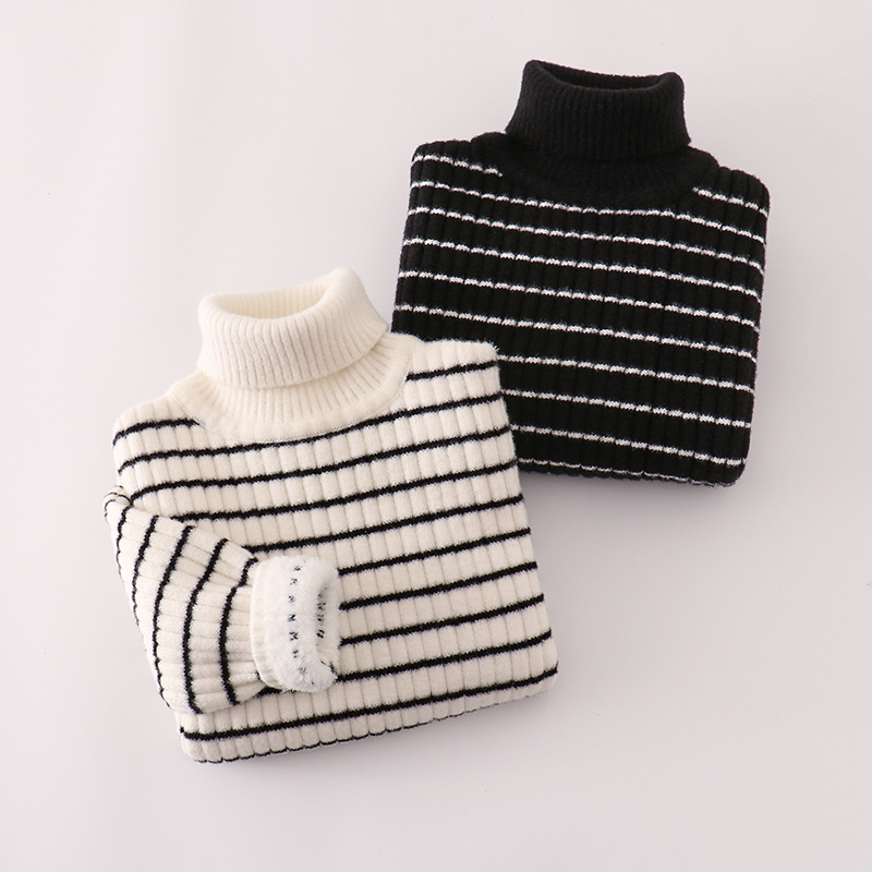 男女童高领一体绒保暖加厚毛衣