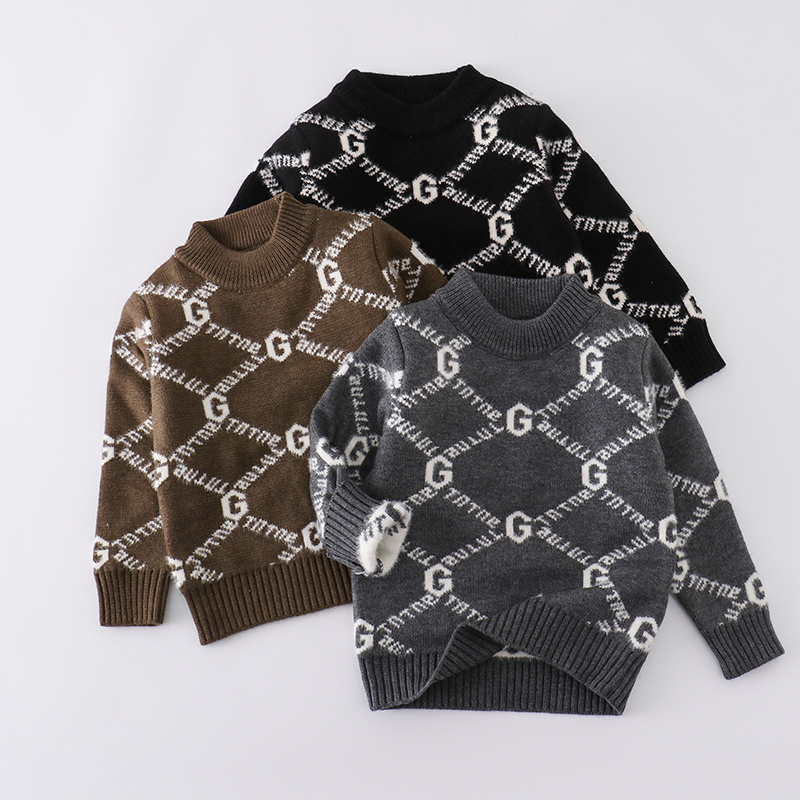 男童圆领加厚保暖百搭套头毛衣