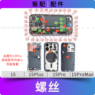 适用苹果全套螺丝15Pro 15ProMax 15Plus尾插螺丝三角十字主板Max