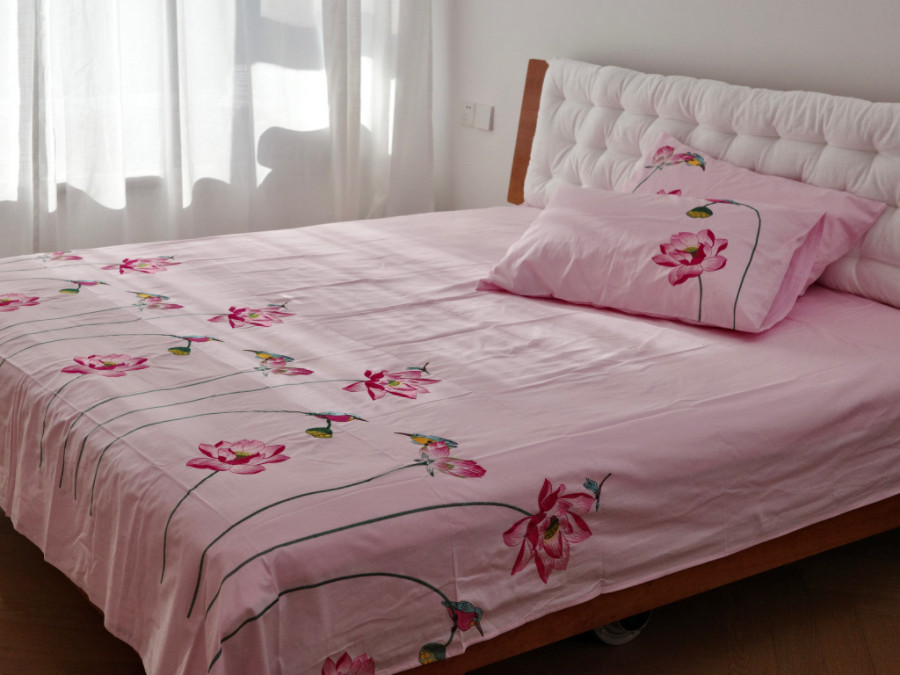 外贸纯棉绣花床单枕套三件套全棉刺绣双人睡单1.5m1.8米特惠,床上用品,床单,淘宝优惠券,粉丝福利购,淘宝优惠卷