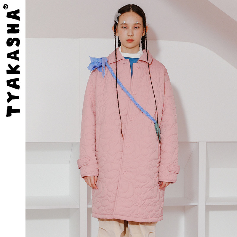 【晚安系列】TYAKASHA塔卡沙棉服女2023冬季少女粉长款棉服外套