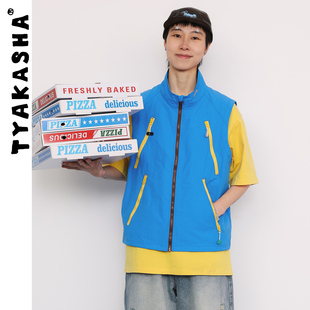 TYAKASHA塔卡沙外套男女款2026春季新款蓝色背心短外套马甲外套