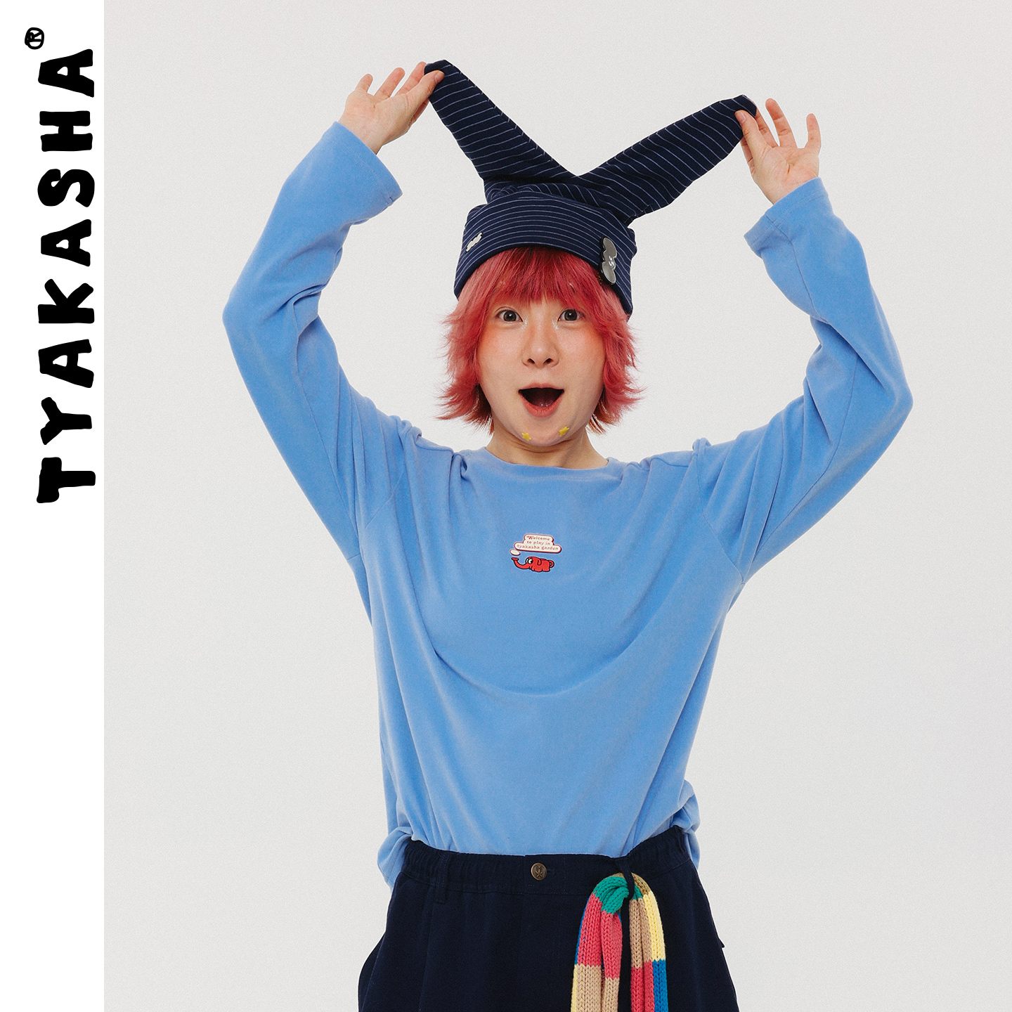 TYAKASHA塔卡沙上衣女2025冬季新款蓝色休闲T恤长袖T恤女