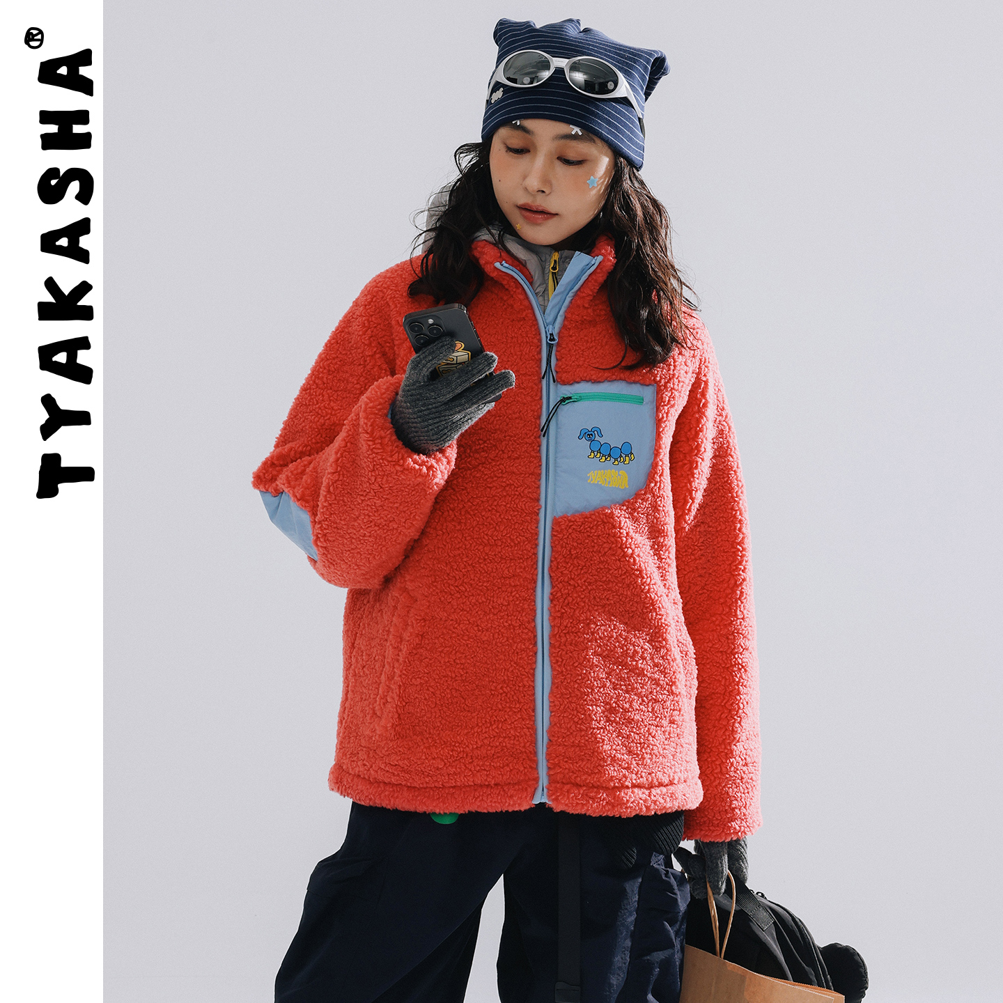 TYAKASHA塔卡沙男女情侣款外套2025秋冬红色拉链外套立领外套