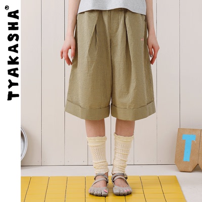 TYAKASHA塔卡沙女款裤子2026春季新款格子七分裤女款日常百搭中裤