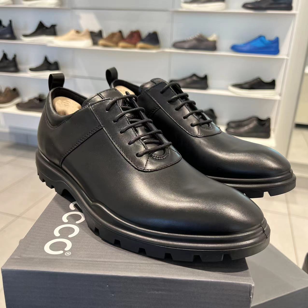 ecco爱步舒适男皮鞋正装商务 牛皮增高春秋牛津鞋 适途型走521874