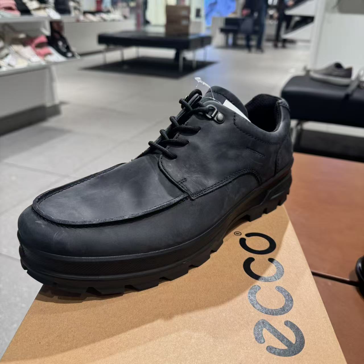 ECCO爱步男鞋休闲鞋磨砂皮真皮商务鞋通勤鞋厚底系带皮鞋838174