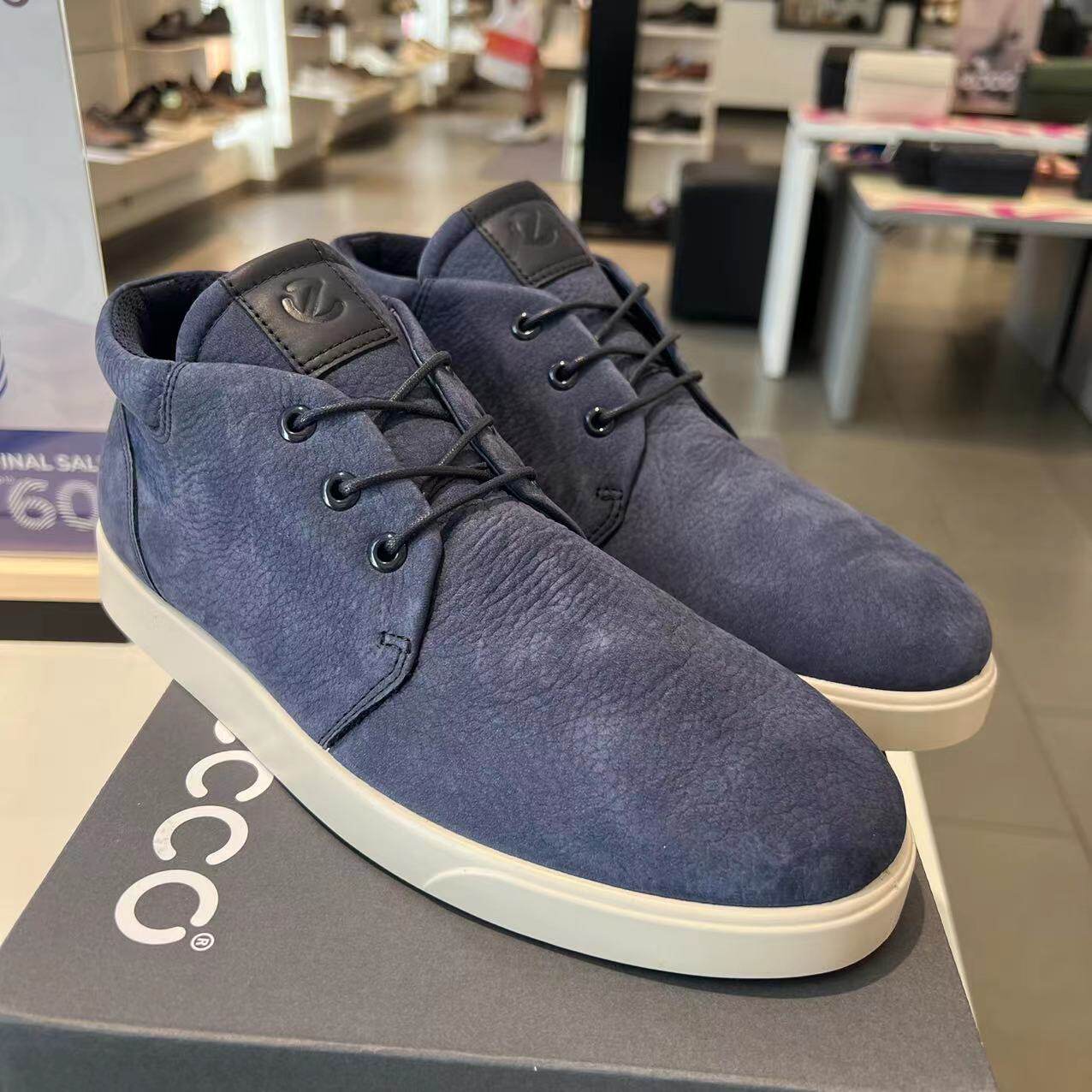 ecco爱步男鞋新款皮鞋切尔西牛皮靴中帮休闲鞋板鞋商务男靴521344