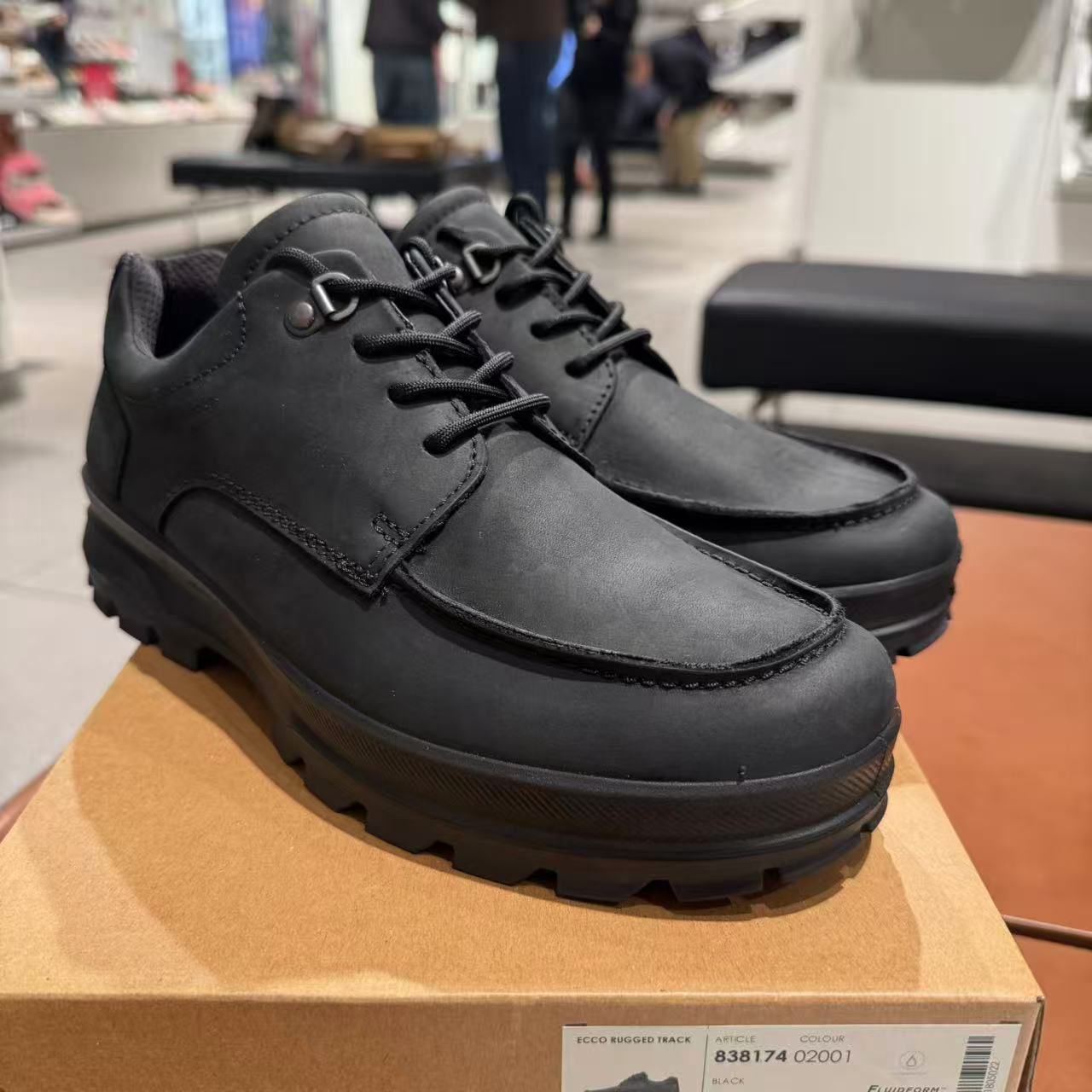 ECCO爱步男鞋休闲鞋磨砂皮真皮商务鞋通勤鞋厚底系带皮鞋838174