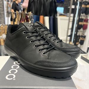 ECCO爱步男休闲鞋 加绒保暖圆头黑色百搭防泼水板鞋柔酷7号450474