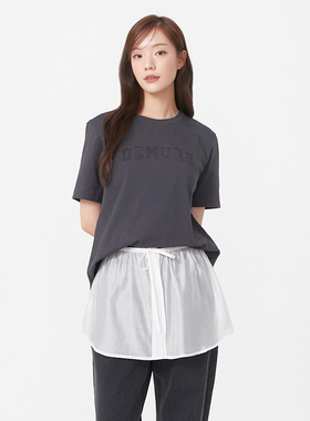 【黑炭】韩国直邮PLASTIC ISLAND 2025女纯棉字母短袖T恤PR3CH861