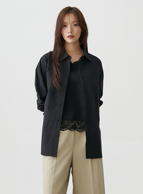 【黑炭】韩国直邮 PLASTIC ISLAND 2025女宽松单口袋衬衫PR3WB802