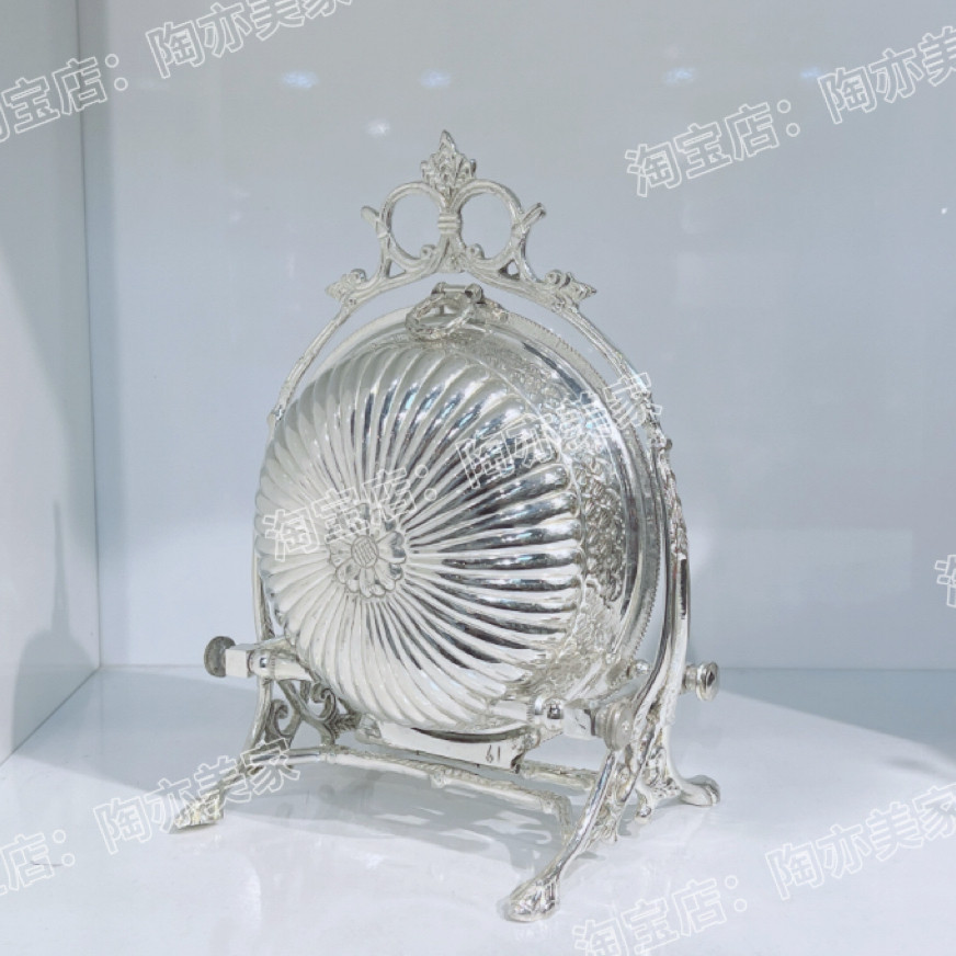 印度进口黄铜镀银创意糖果盘摆件北欧美式轻奢收纳盘客厅茶几摆件