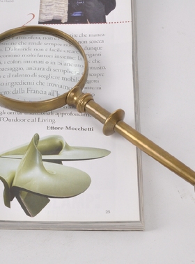 新家书房创意纯黄铜高档高清放大镜摆件书房工艺品送长辈礼品礼物