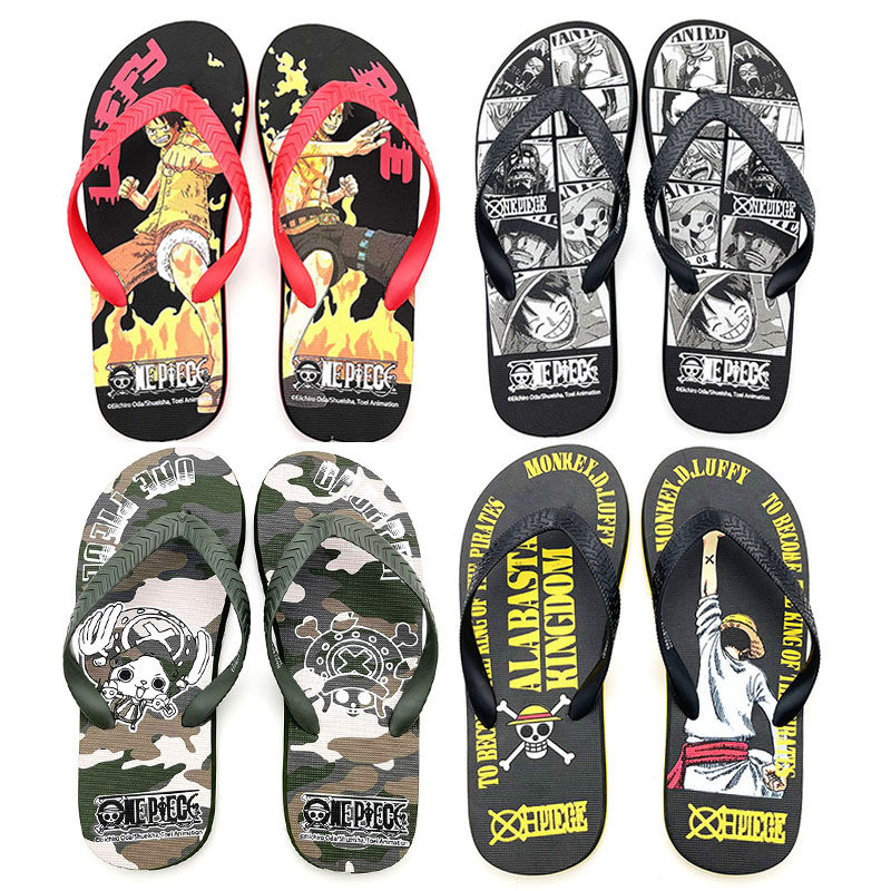 人字拖男海贼王子动漫印花防滑透气夹趾拖鞋情侣日常居家户外拖鞋