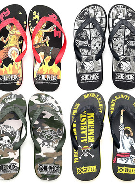 人字拖男海贼王子动漫印花防滑透气夹趾拖鞋情侣日常居家户外拖鞋