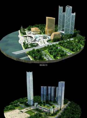 全息投影全息三维建筑生长动画 3D动画三维建筑漫游城市视频素材