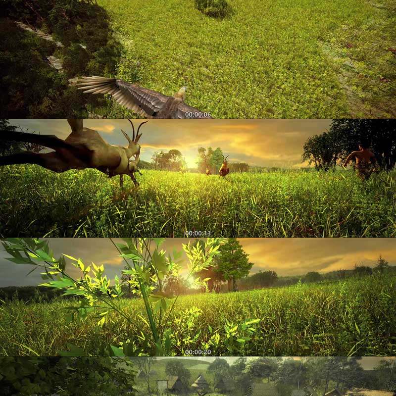 古代 飞鹰 野人 原始人 打猎 捕猎 3d动画三维漫游宣传片视频素材