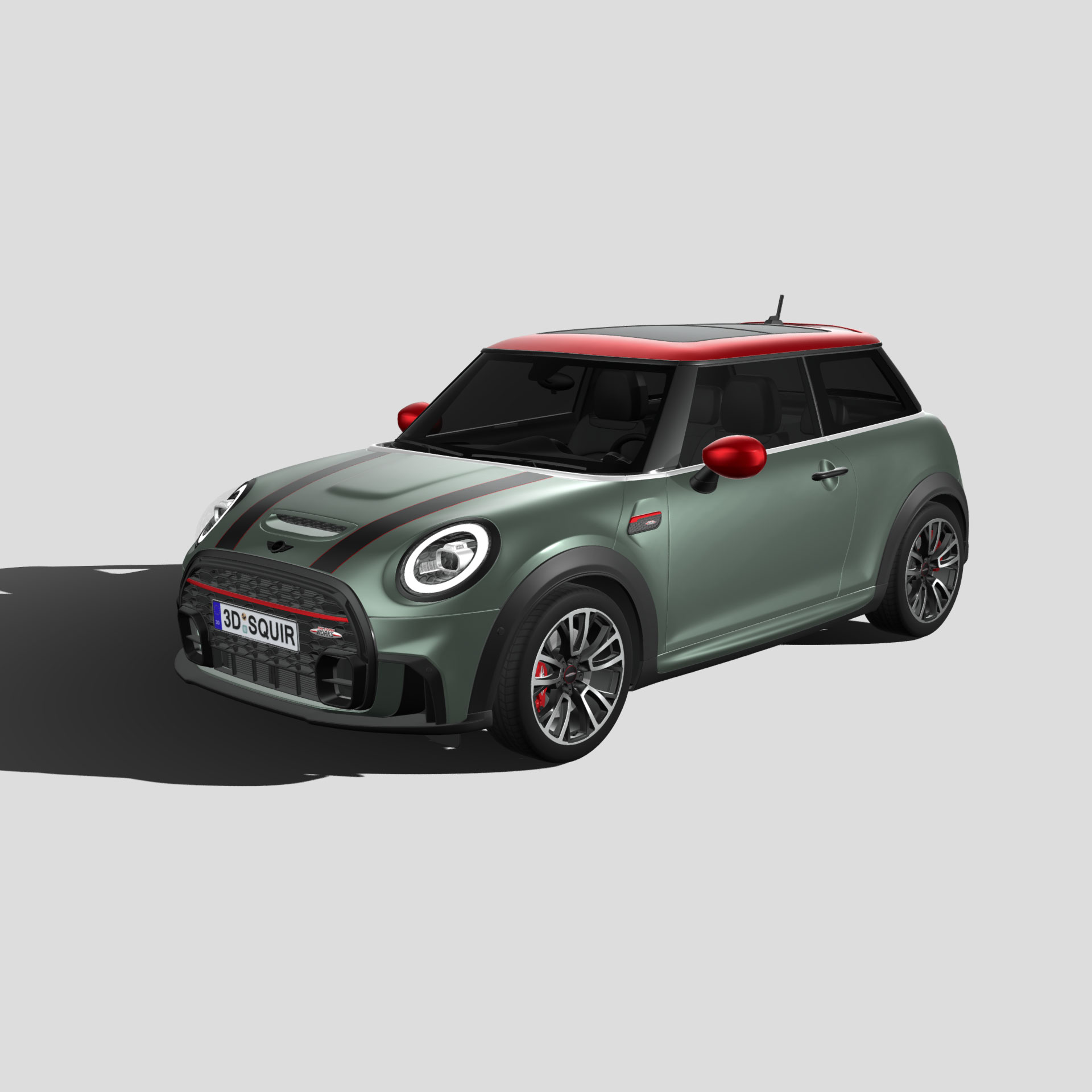 宝马MINI 三门 汽车3D模型 三维轿车FBX模型PBR写实模型 Blender