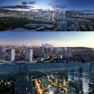 三维城市建筑漫游 生长动画 城市发展 鸟瞰 3D动画宣传片视频素材