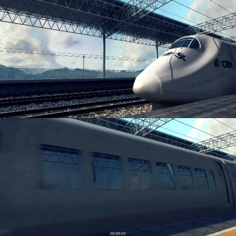 高铁复兴号和谐号中国制造城市交通3D动画三维漫游宣传片视频素材