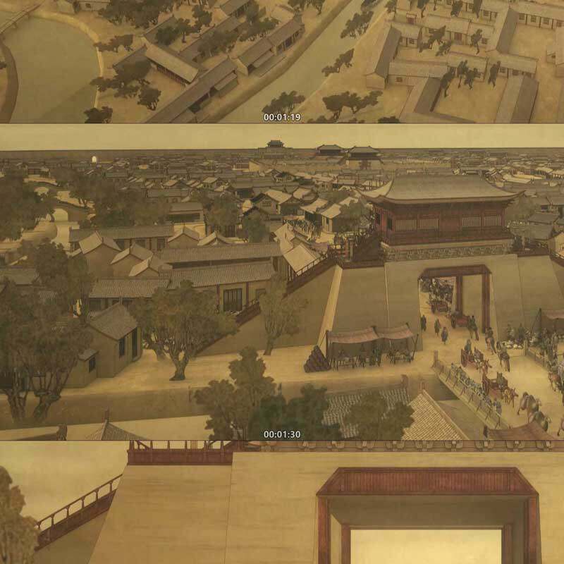 清明上河图古代繁华街景（完整版） 3D动画 三维建筑漫游城市历史